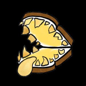 Menacing jaws made up of a crisp sandwich