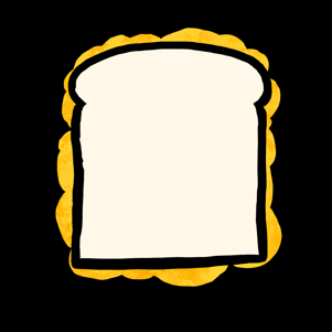 Overhead view of white bread crisp sandwich