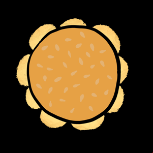 Overhead view of crisps in a sesame seed bun