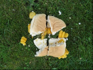 Overhead view of chopped up Monster Munch roll