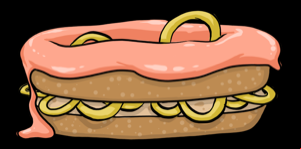 Iced doughnut filled with Onion Rings corn snacks
