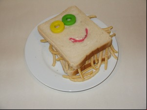 White French Fries sandwich with a smiley face