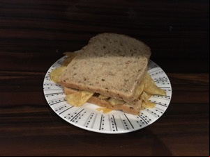 Partially-shaded brown crisp sandwich